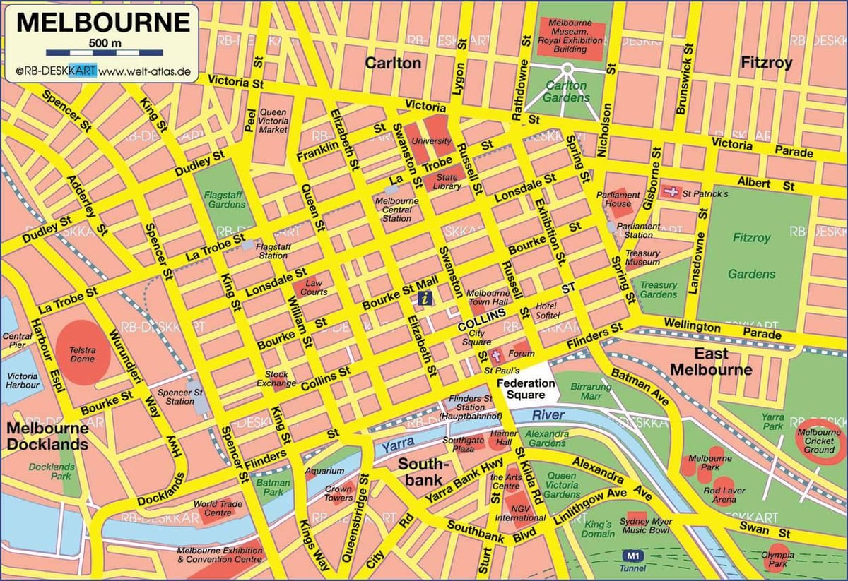 ramani ya Melbourne cbd