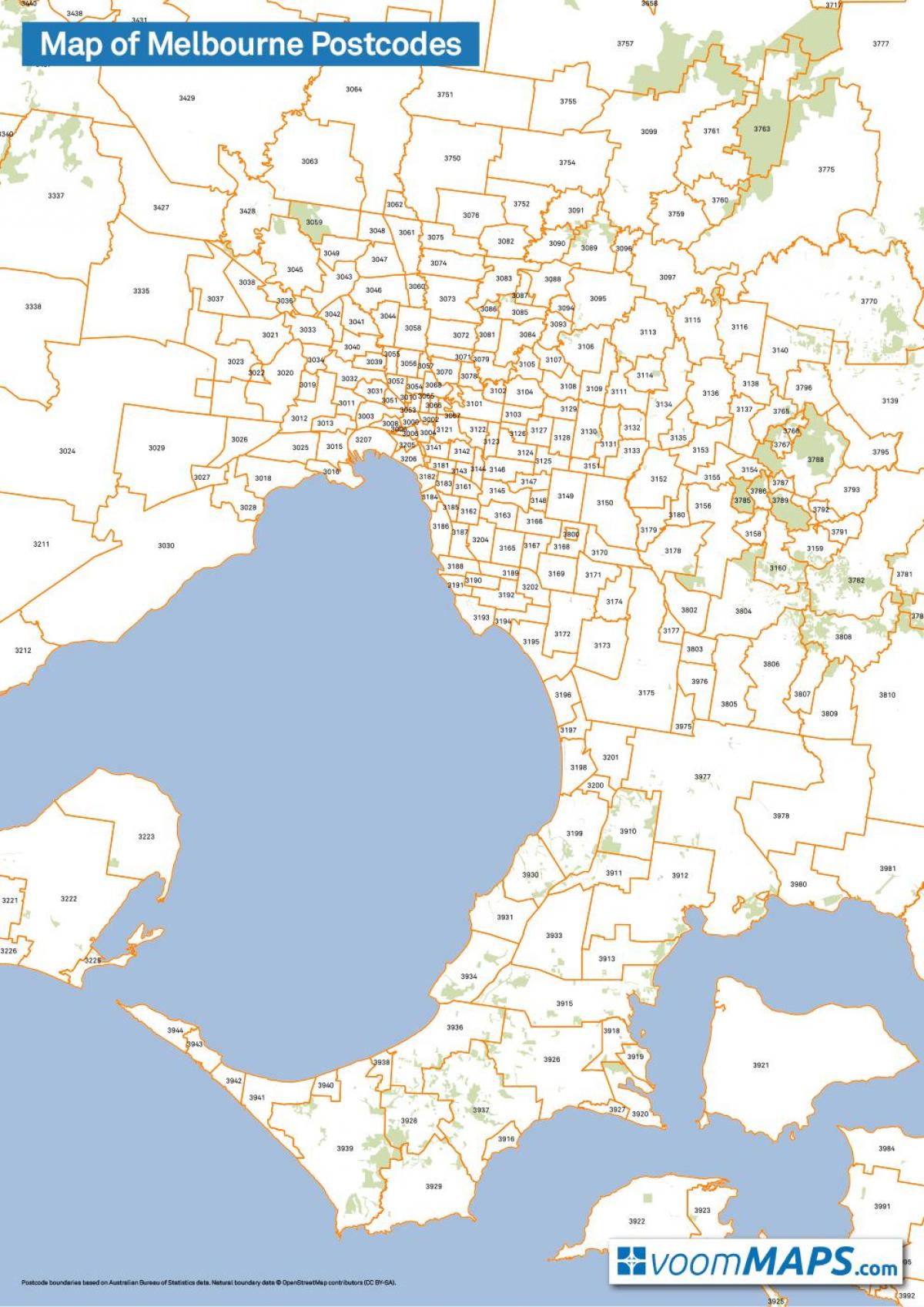 ramani ya Melbourne postcodes